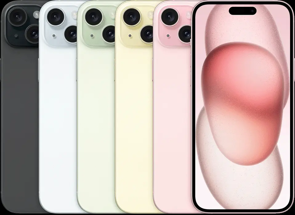 iPhone 15 Plus in available colours