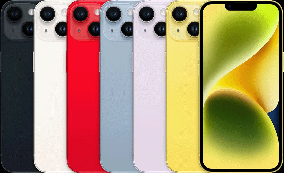 iPhone 14 in available colours