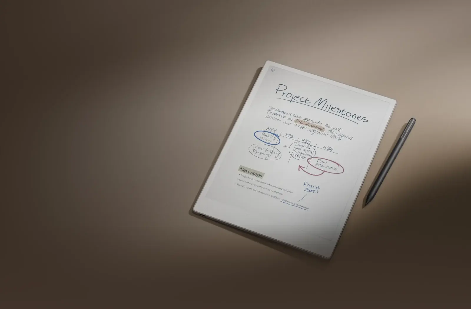 reMarkable Paper Pro tablet displaying notes