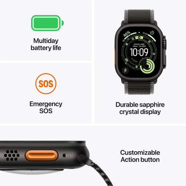 مستعمل Apple Watch Ultra 3 مقاس 49 مم من التيتانيوم GPS + Cellular باللون التيتانيوم الصحراوي — جيد جدًا — view 4